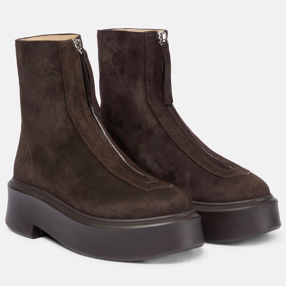 The row suede ankle boots with zipper